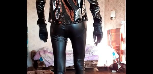  Guy in leather leggins and PVC jacket